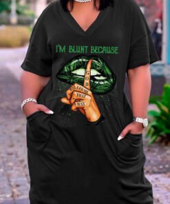 I'M BLUNT BECAUSSE  Print Sexy V-neck Women's Beach Dress
