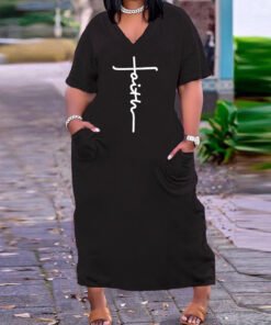Plus Size Sexy V-Neck Loose Printed Dress