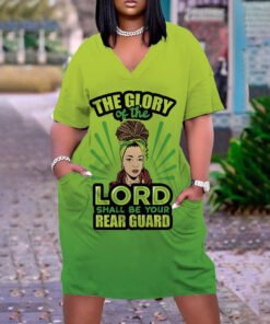 THE GLORY Print Plus Size V Neck Mid Sleeve Dress