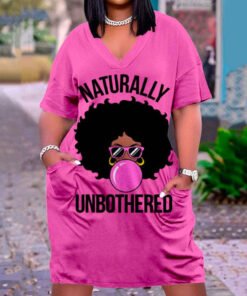 NATURALLY  UNBOTHERED   plus size v-neck mid-sleeve dress