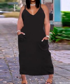 Sexy V-Neck Loose Fit Sling Mid-Length Dress